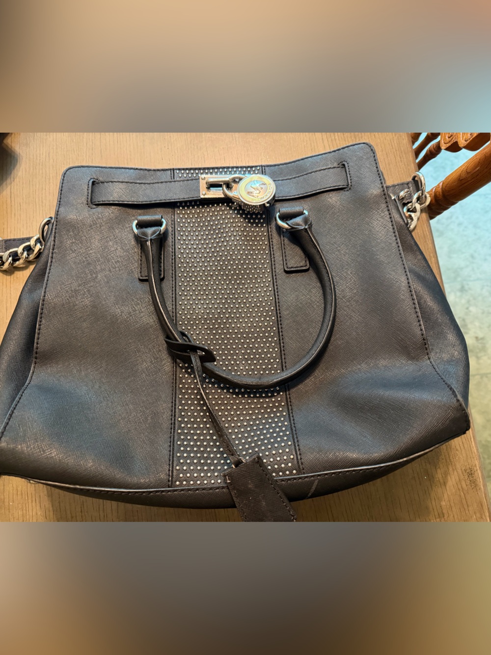 Michael Kors Black Studded Saffiano Tote